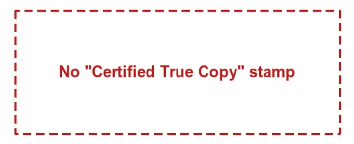 Stamp area of an SEC document page. Plain copy: no stamp. Not accepted.